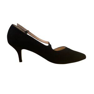 Sargasso & Grey Womens Black Suede Cross Strap Heels Elegant Pointed Toe Size 42